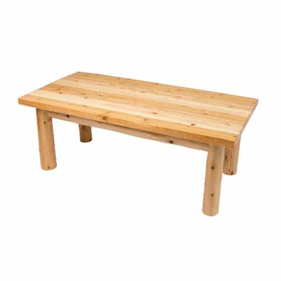 rectangular cedar log coffee table