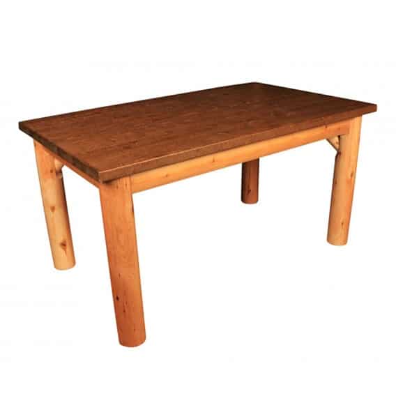 rectangular cedar log dining table