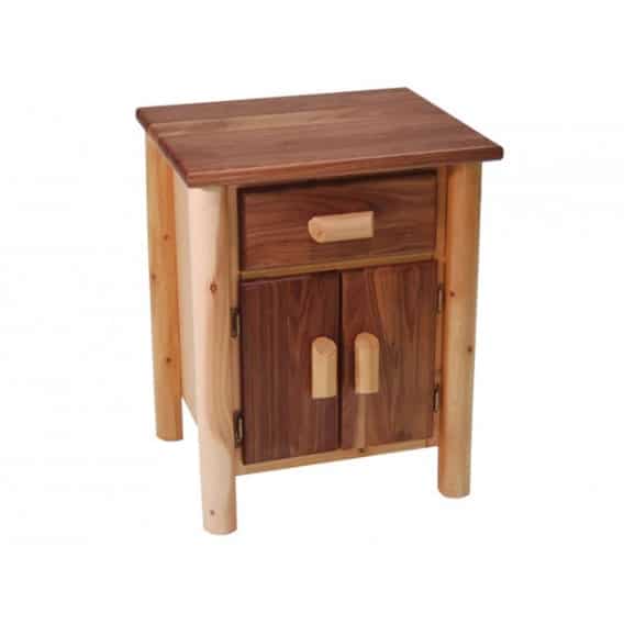rustic cedar nightstand with drawer and cabinet