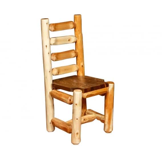 cedar log dining chair with high ladder back