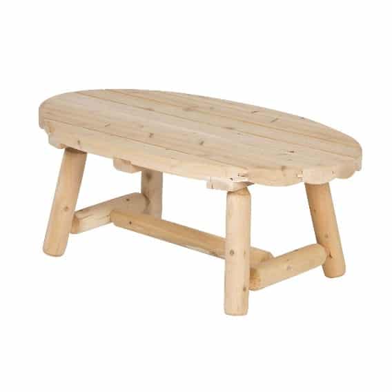 oval log coffee table